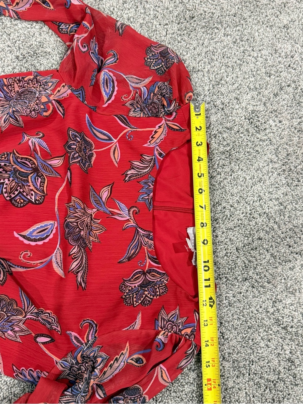 Chelsea28 Red Paisley Print Faux Wrap Midi Dress Garden Full Sleeve Women’s S - Picture 7 of 13